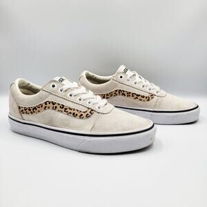Vans Ward Cream Cheetah Leopard Stripe Suede Low Top Sneakers Women’s 7.5 (US)